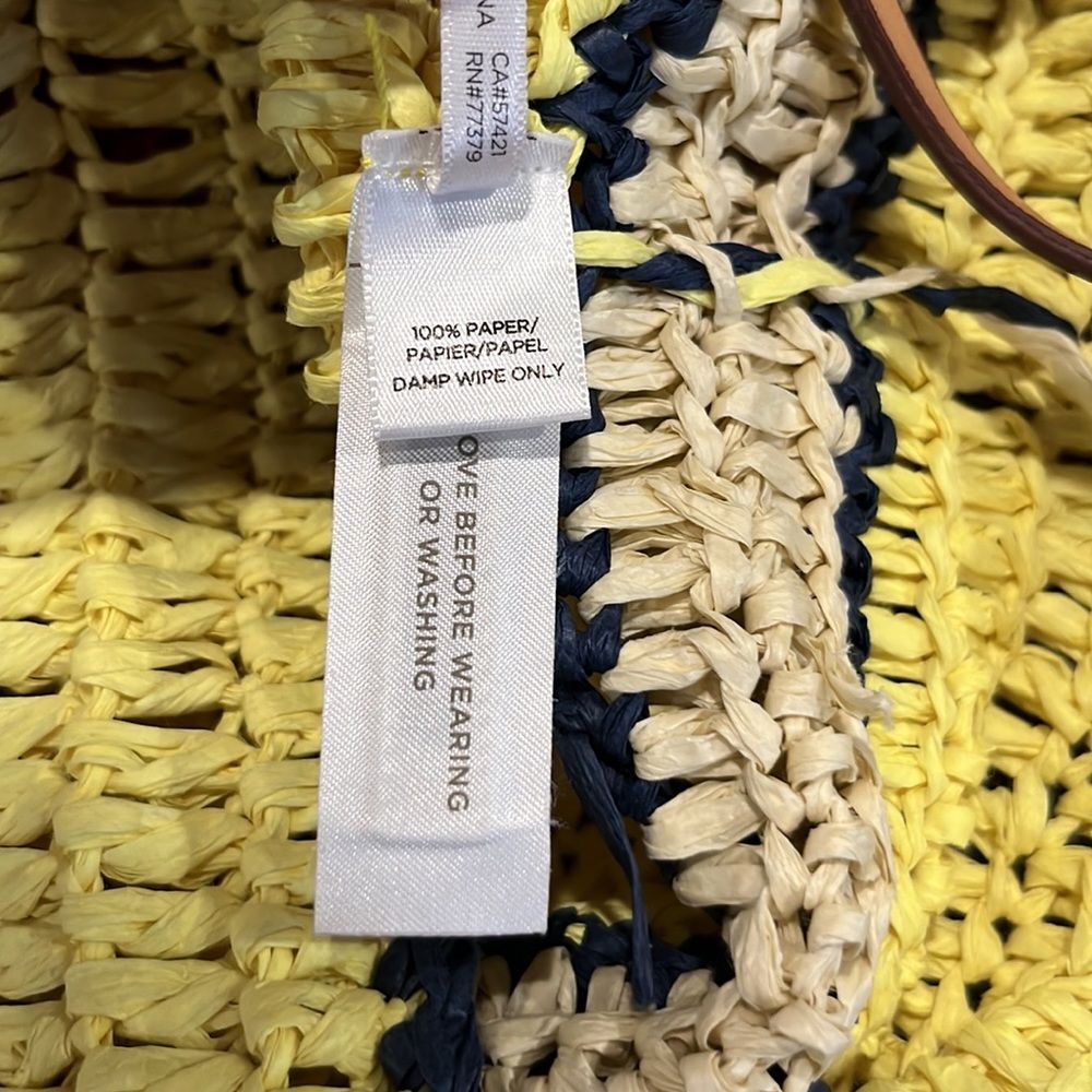 Loft Woven Yellow Beach Tote Bag with Matching Wristlet - Picture 6 of 6